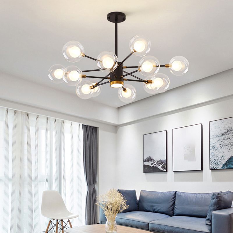 Kugelförmige Form Kronleuchter leichter moderne Glasglas Multi -Licht -Hanglampe für Schlafzimmer