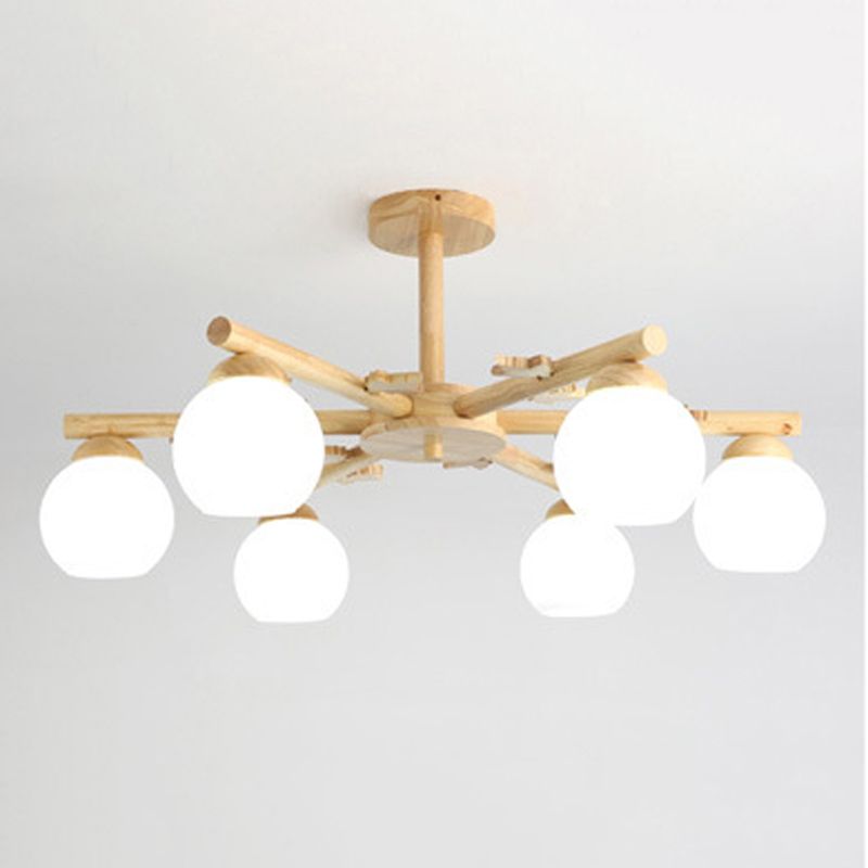 Rami sferici multi chiaro luci appese a sospensione moderna illuminazione sospesa in legno per camera da letto