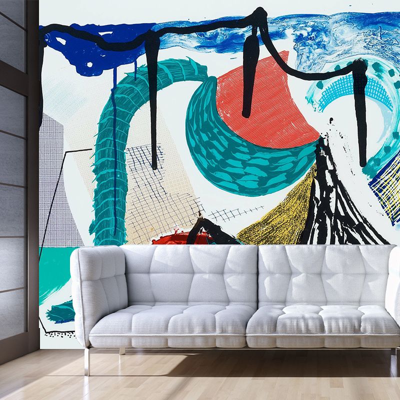 Catherines Walk Mural Wallpaper Red-Blue-Green Contemporary Wall Art for Bedroom