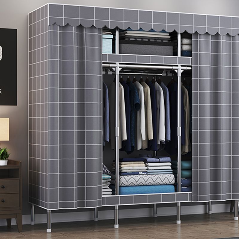 Modern Style Metal Wardrobe Bedroom Wardrobe Closet with Shelves