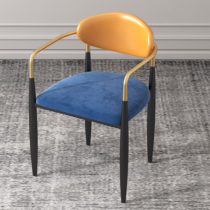 Silla de cocina contemporánea, silla auxiliar con brazo de comedor y patas de metal