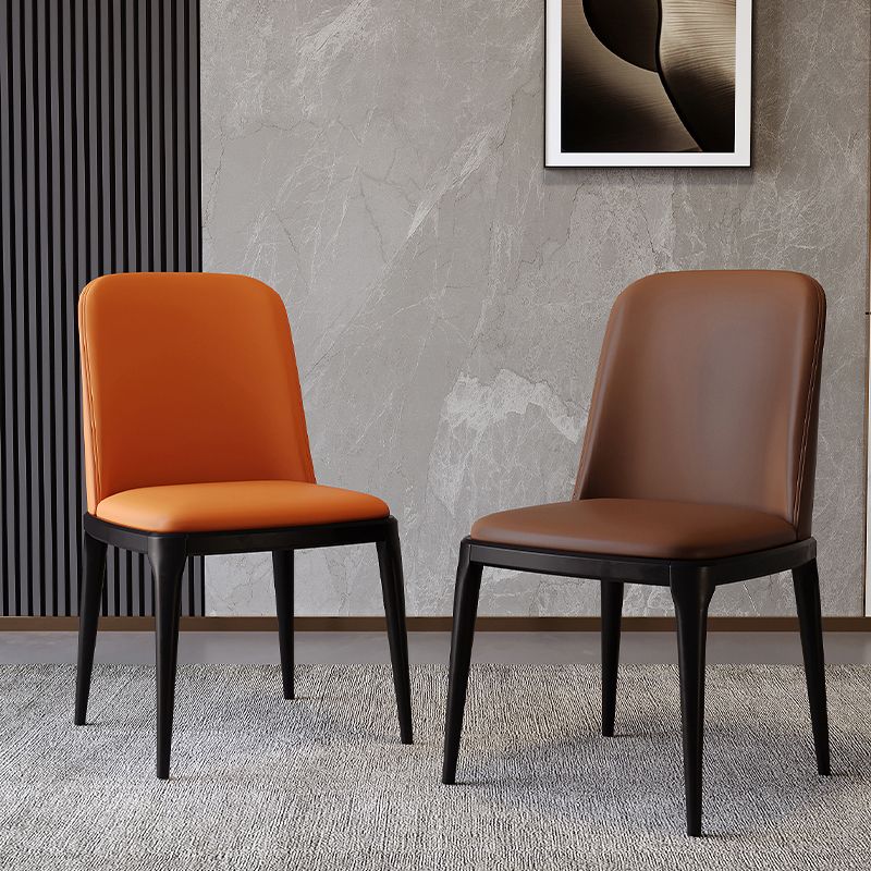 Modern Backrest Armless Leather Chair with Plastic Legs for Dining Room