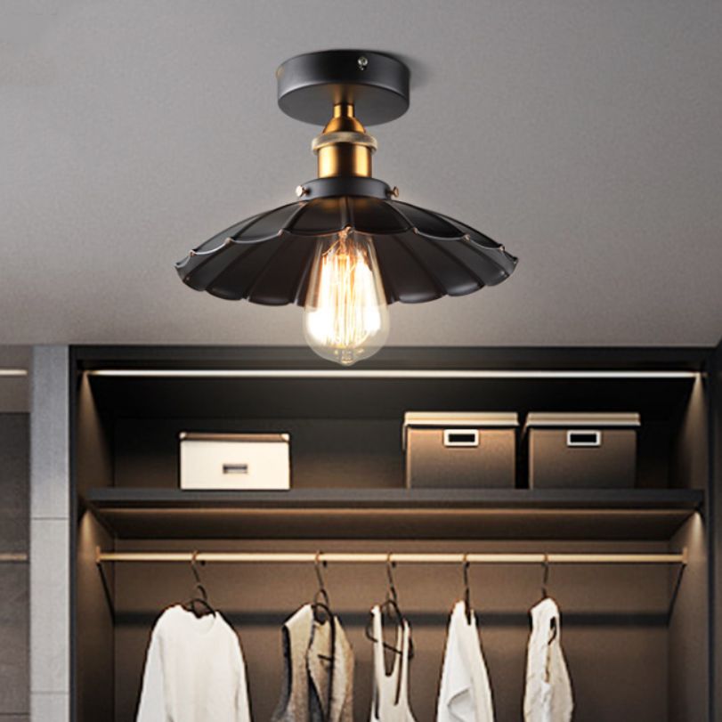 Semi Flush Mount Ceiling Light Industrial Metal Flared Semi-Flush Mount Ceiling Light
