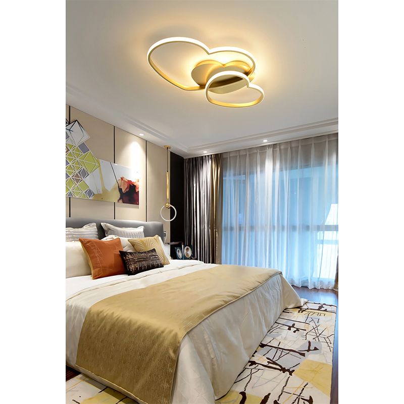 Lámparas de techo empotradas con diseño de corazón, 1 luz, luces de techo contemporáneas de metal, montaje empotrado