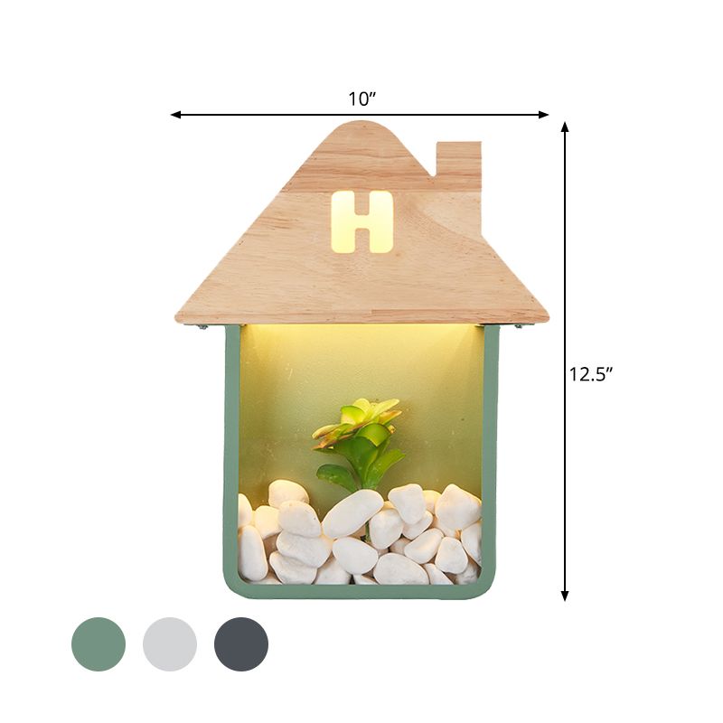 Cabina Monte de la cabina Monte de madera nórdica Luz de pared LED Luz con estante de almacenamiento en gris/blanco/verde