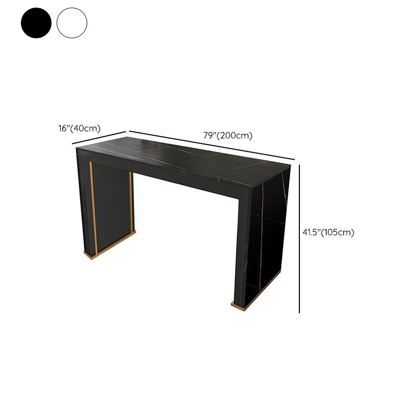 Modern Bar Pub Table Set 1/3 Pcs  Rectangle Stone Top Bar Table and Upholstered Stools