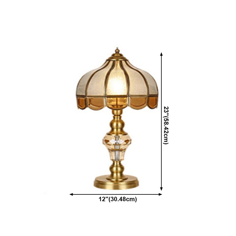 American Brass Table Lamp Flower Shape Table Light with Glass for Bedroom