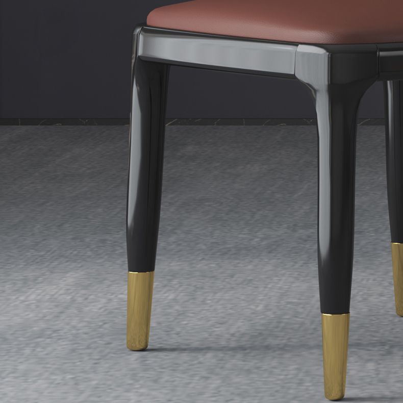 Industrial Rubberwood Parsons Side Chair Matte Finish Leather Dining Chair (Set of 2)