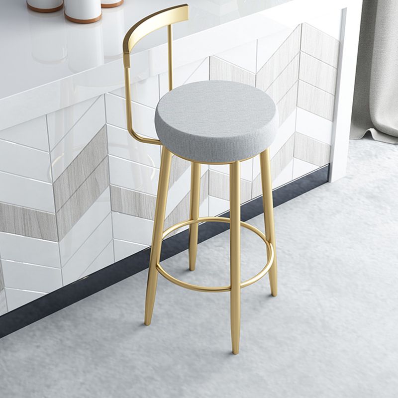 Metal Low Back Bar Stools Round Armless Dining Stools with Footrest