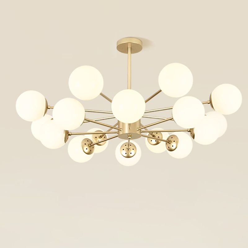 Opal Glass Radial Chandelier Postmodern Style Pendant Light Fixture for Living Room