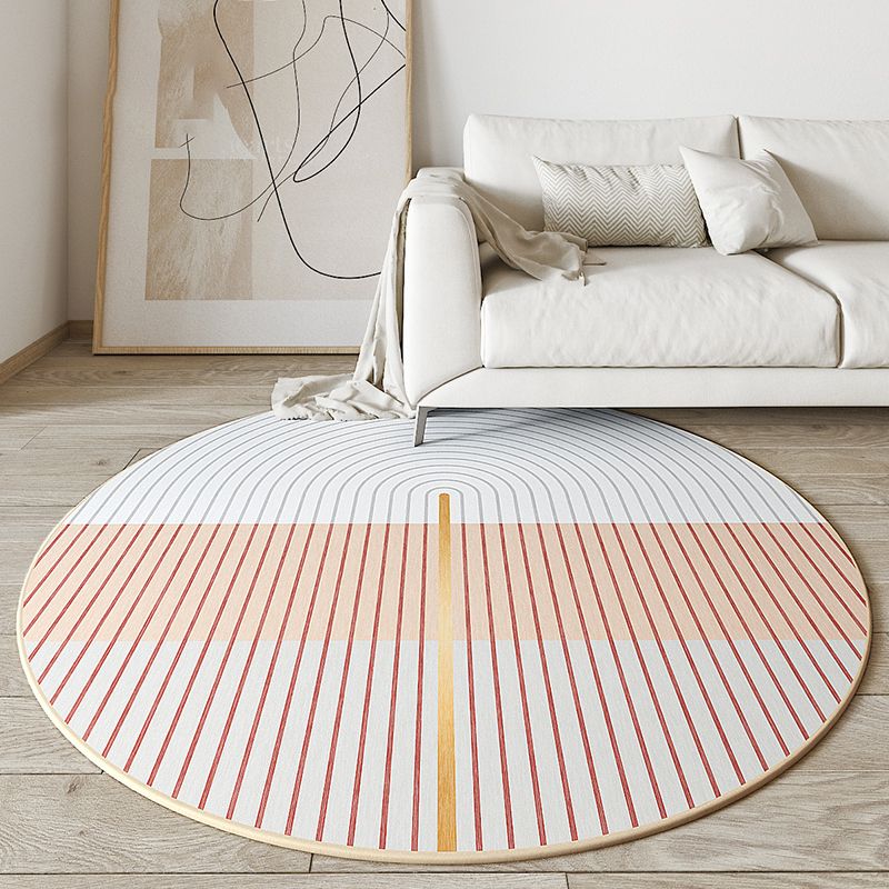 White Stripe Carpet Polyester Modern Carpet Washable Carpet for Living Room