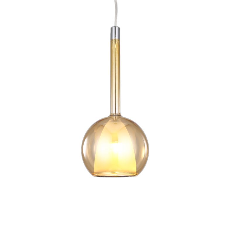 Colgante de suspensión esférica de vidrio de oro ahumado/ámbar/rosa contemporáneo 1 claro/níquel/cromo led colgante lámpara de luz