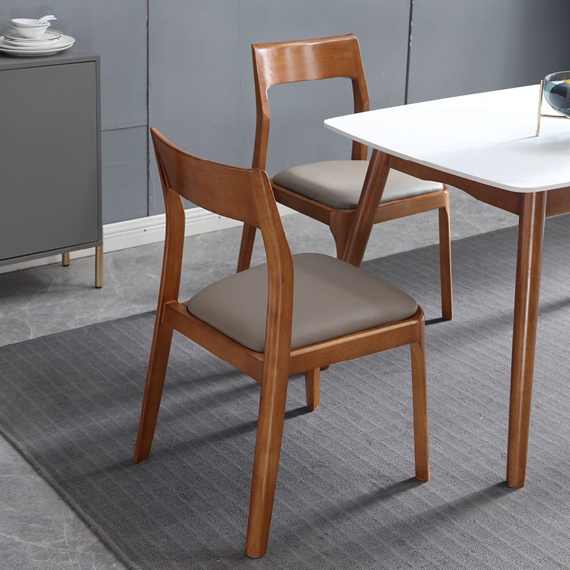 Chaises de salle à manger en bois modernes, chaise sans bras latérale à dos ouvert pour la cuisine