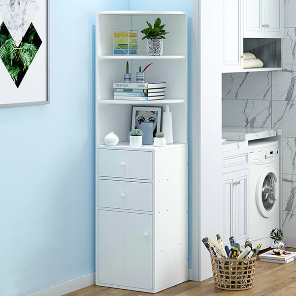 Corner Shelf Bookcase White Bookshelf with Doors for Home Office