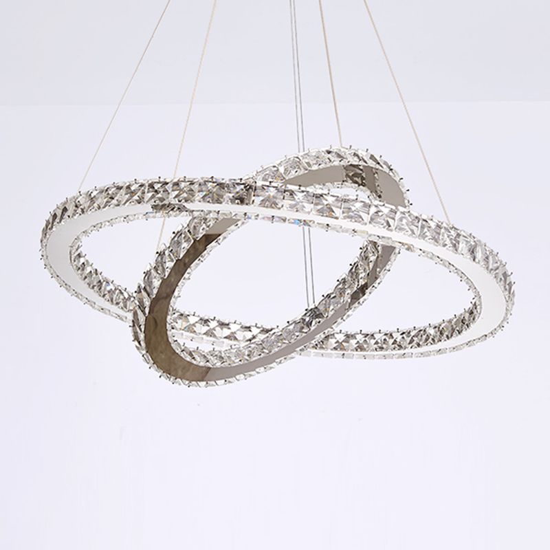 Contemporary Tiered LED Hanging Ceiling Lights Gold Crystal Pendant Chandelier for Living Room