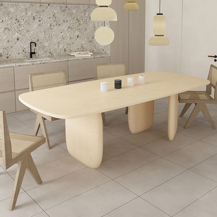 Solid Wood Rectangle Dining Table Modern Contemporary Kitchen Wood Table with 3 Legs