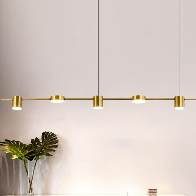 Lineaire metalen kroonluchter licht Modern 3/5 kopjes zwart/goudhangende lamp met roteerbare tint, warm/wit licht
