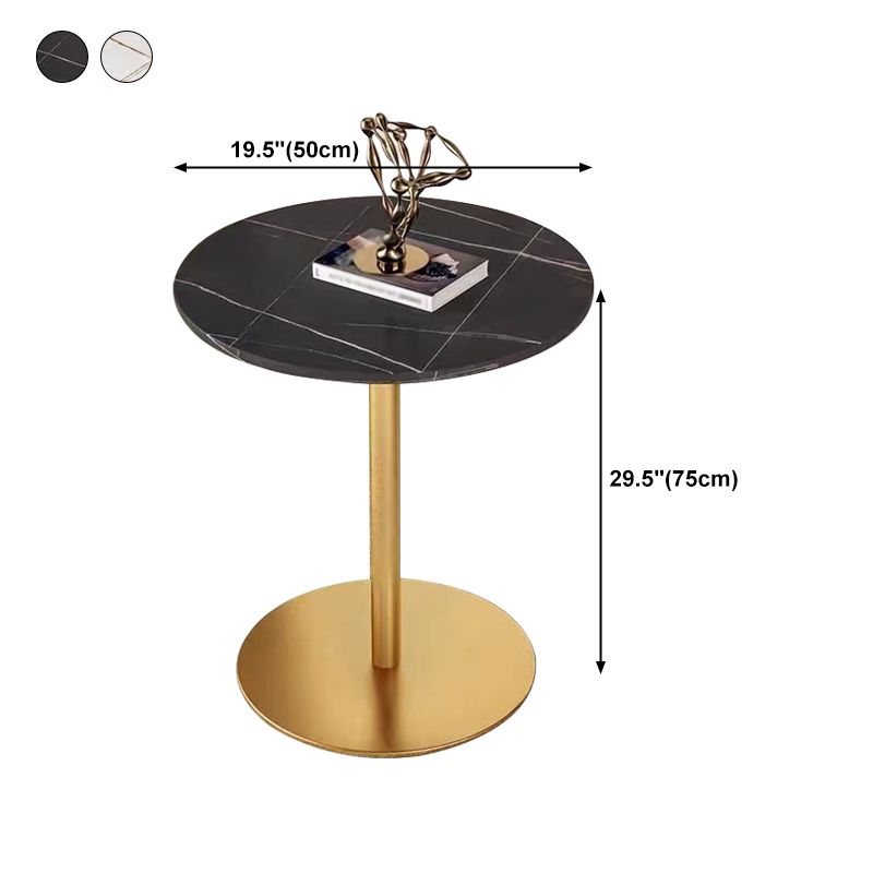 Stone Top Dining Table Round Dining Table with Pedestal Base in Gold