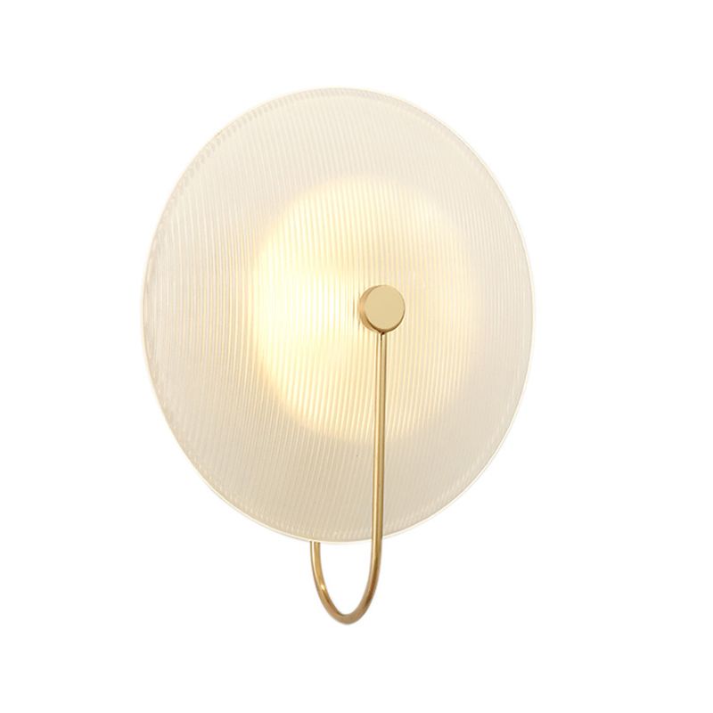 Round Sconce Light Fixtures Modern 1-Light Wall Mounted Lamp with Grass Shade