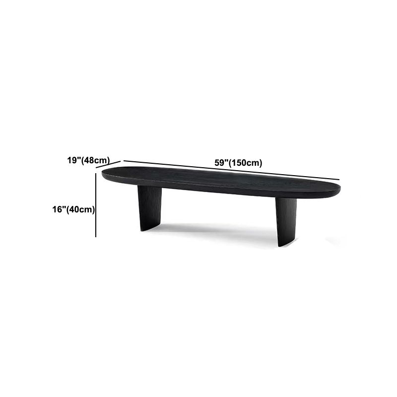 North European Oval Coffee Table Wood Cocktail Table in Black