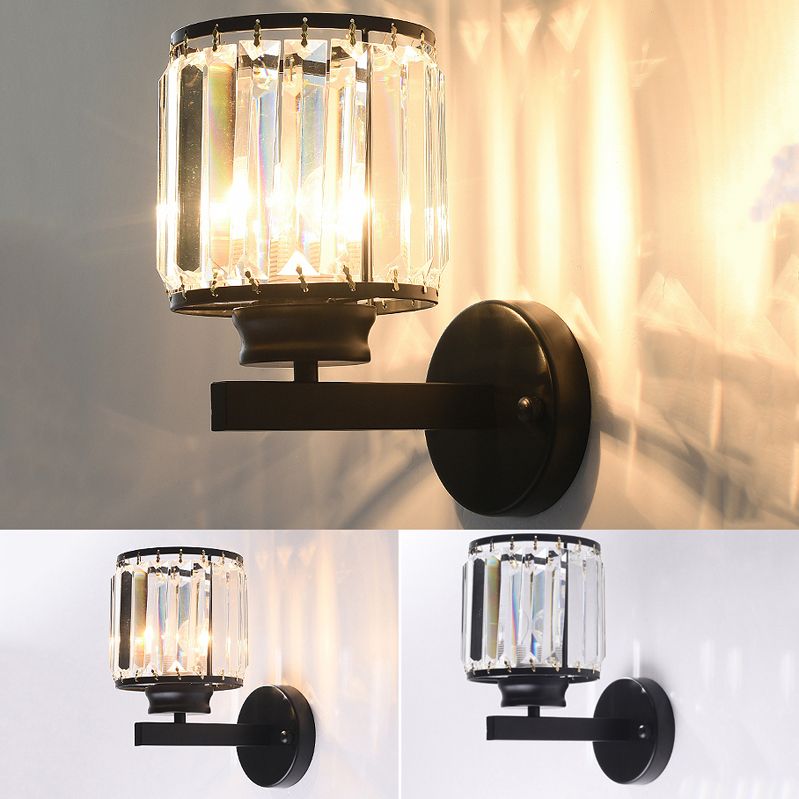 Crystal Half Cylinder Shape Wall Light Modern 1 Light Wall Light Sconce