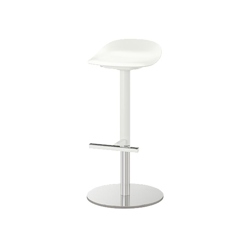 White Bar Stools Adjustable Height Swivel Dining Stools with Metal Base