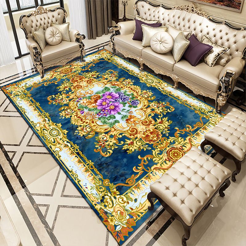 Luxurious Marble Surface Rug Contemporary Polyester Rug Easy Care Washable Carpet for Home Decor