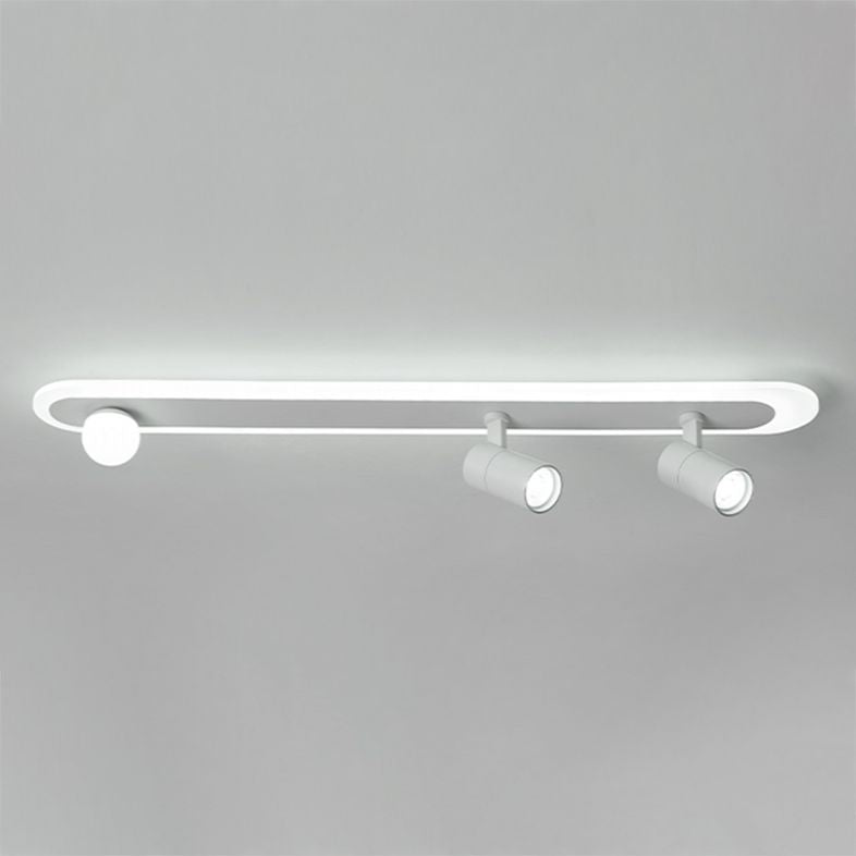 Metal Oval Shade Flush Ceiling Light Modern Multi Lights Flush Mount Fixture in White