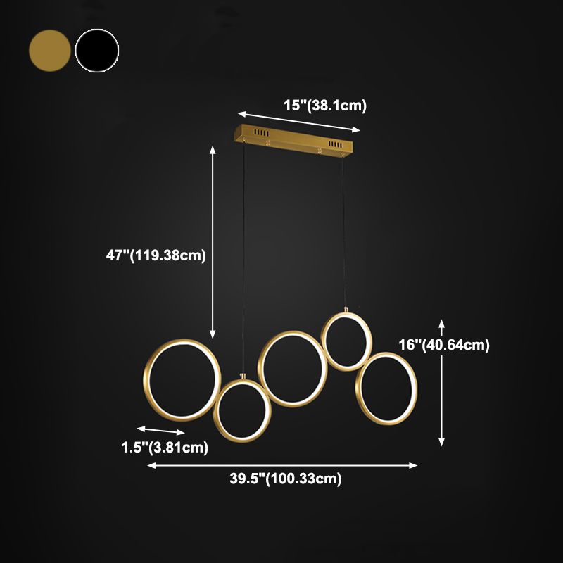 Circle Form Island Lichter moderner Metall 5-Licht-Inselbeleuchtung