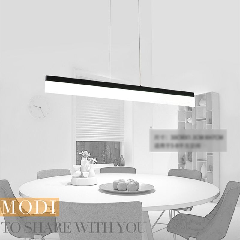 Contemporary Island Light Linear Metal 1 Light Island Ceiling Light in Black