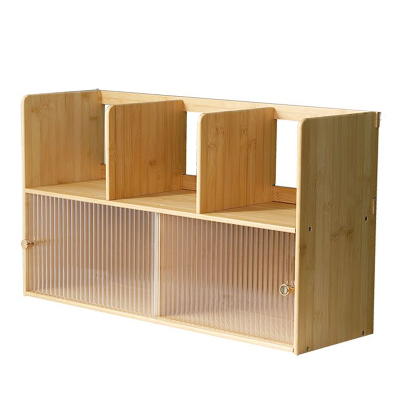 Contemporary Closed Back Bamboo Bookshelf Glass Bookcase for Home and Office