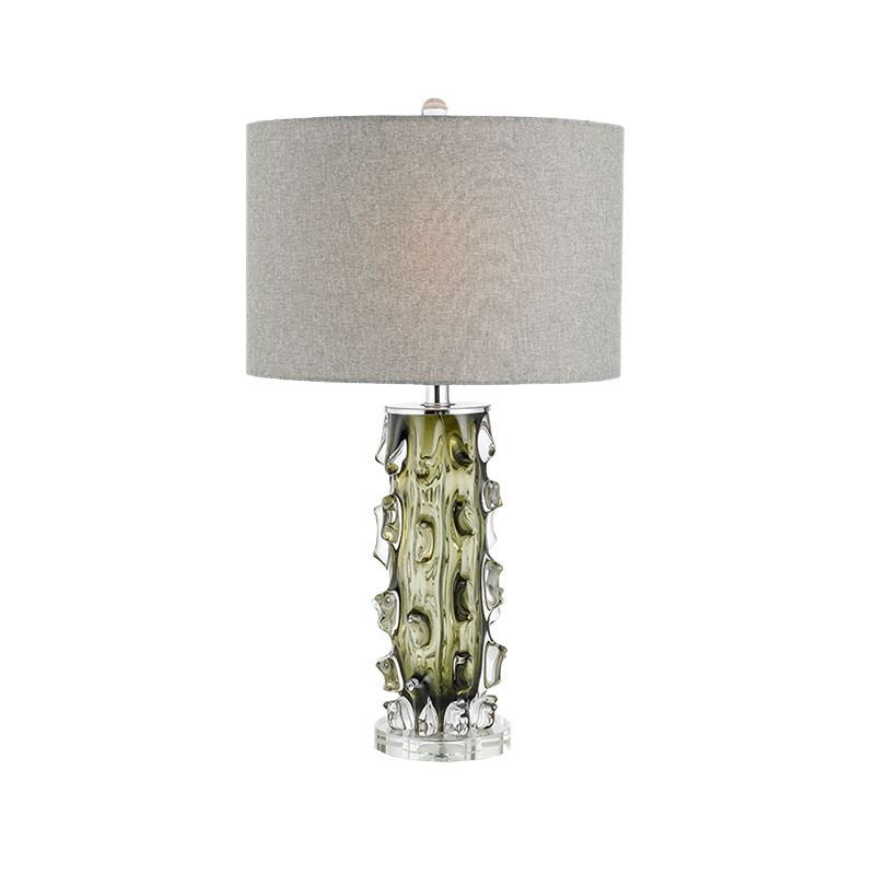 1 Bulb Bedside Table Lamp Modern Grey Reading Book Light with Cylinder Fabric Shade
