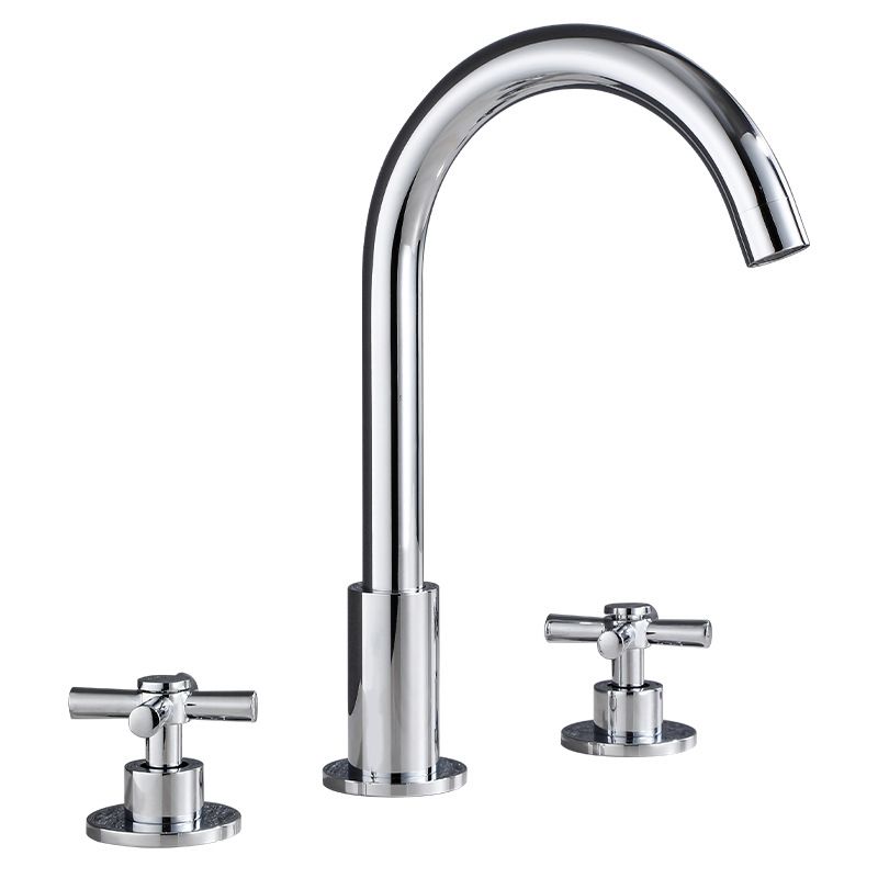Goose Neck Bathroom Basin Faucet 2 Handle Hot and Cold Water Sink Faucet with Drain