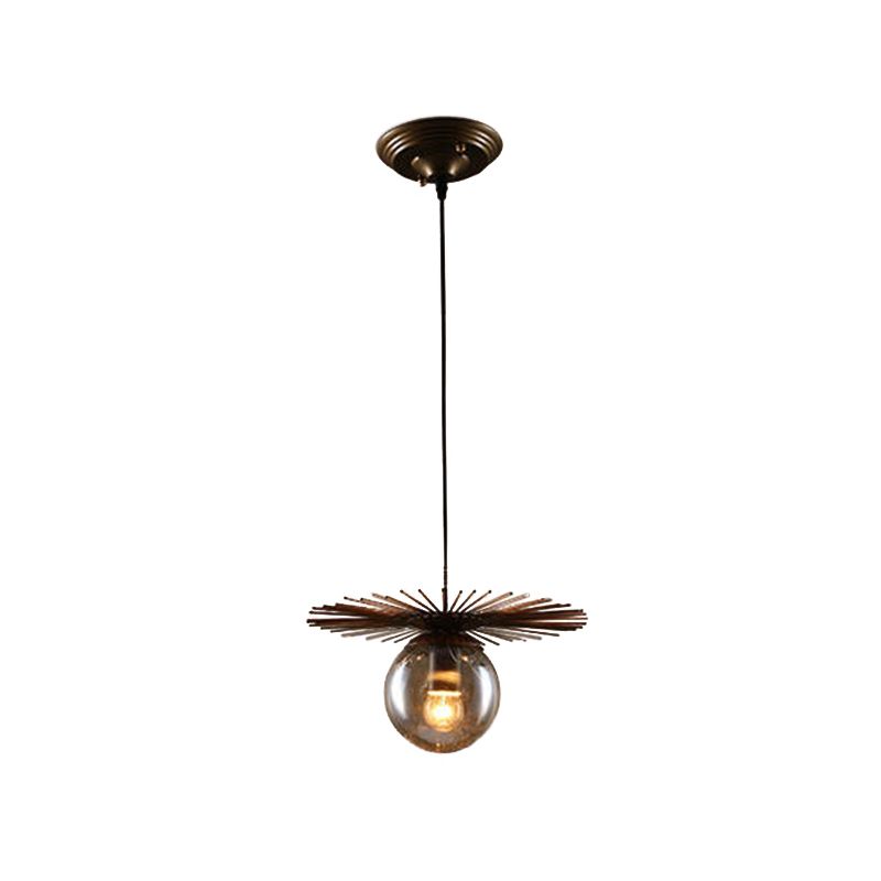 Flat Suspension Light Contemporary Iron Single-Bulb Restaurant Pendant Light Fixture in Rust