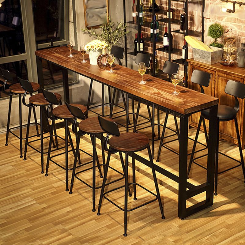 Industrial 1/2/6/11 Pieces Solid Wood Bar Table Set Fixed Counter Set