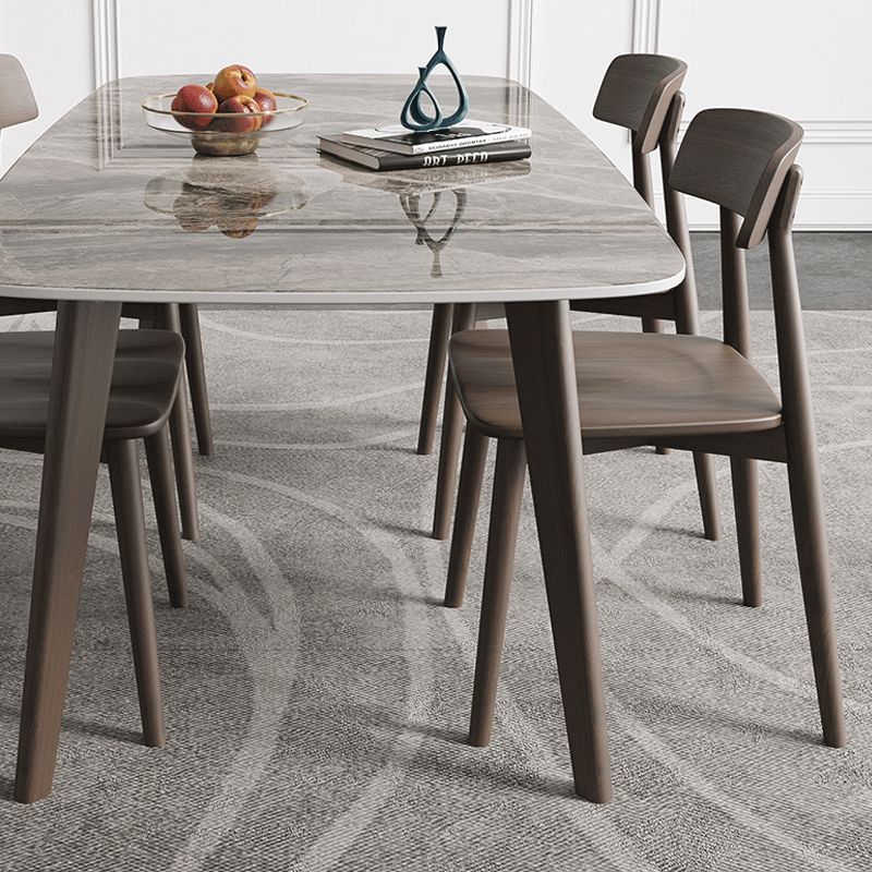 Mid-Century Modern Dining Table Rectangle Dining Table with 4 Legs