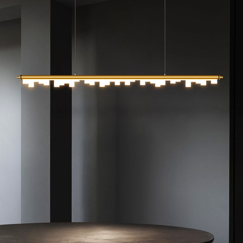 Contemporary Pendant Light Linear 1 Light Pendant Light Fixture with Acrylic Shade