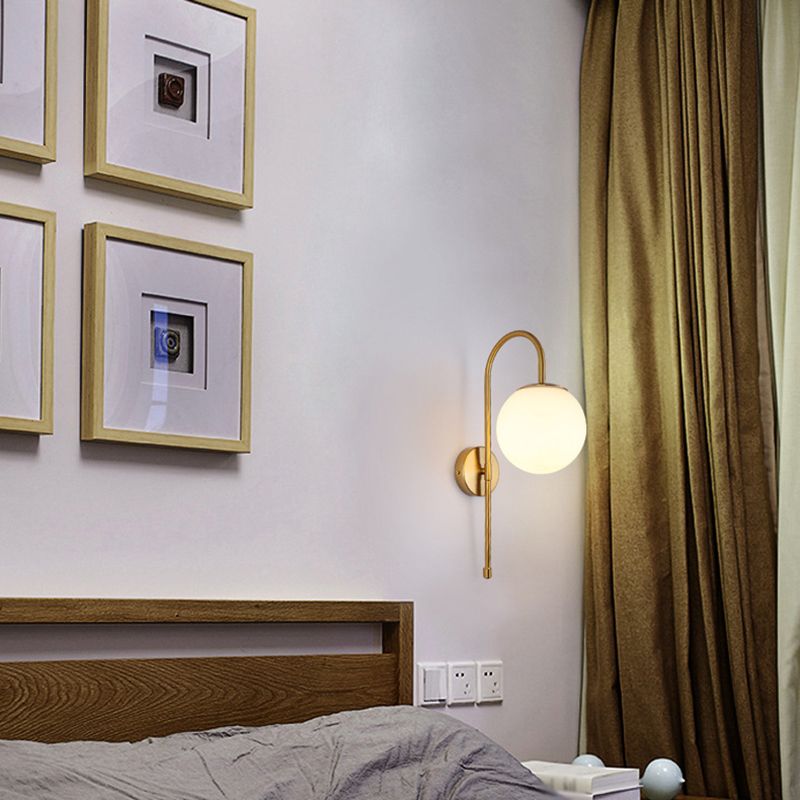 Kugel Schatten Glas Wandleuchter moderner Stil 1 Lichtwandhalterung Leuchte in Gold