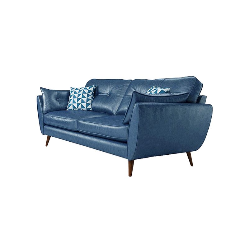 33.46" Flared Arm Sofa with Tufted Split-Back Sofa, Blue Genuine Leather