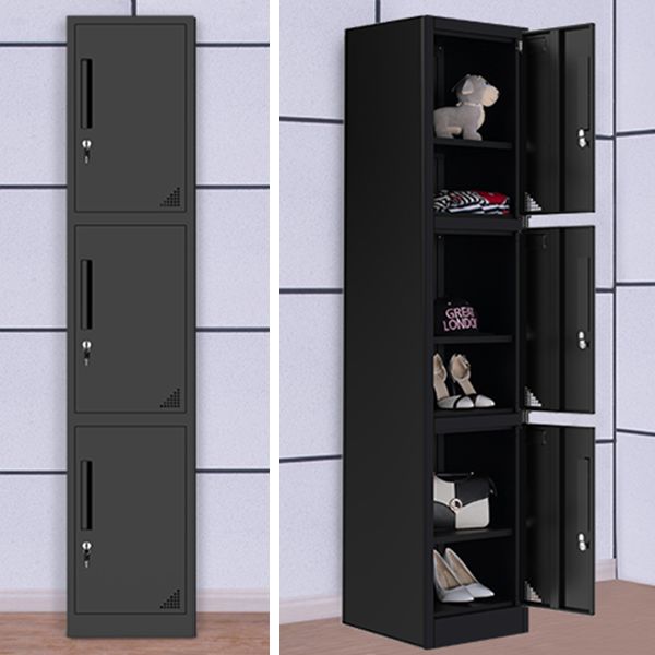 Black Steel Wardrobe Armoire Contemporary Hinged Wardrobe Cabinet