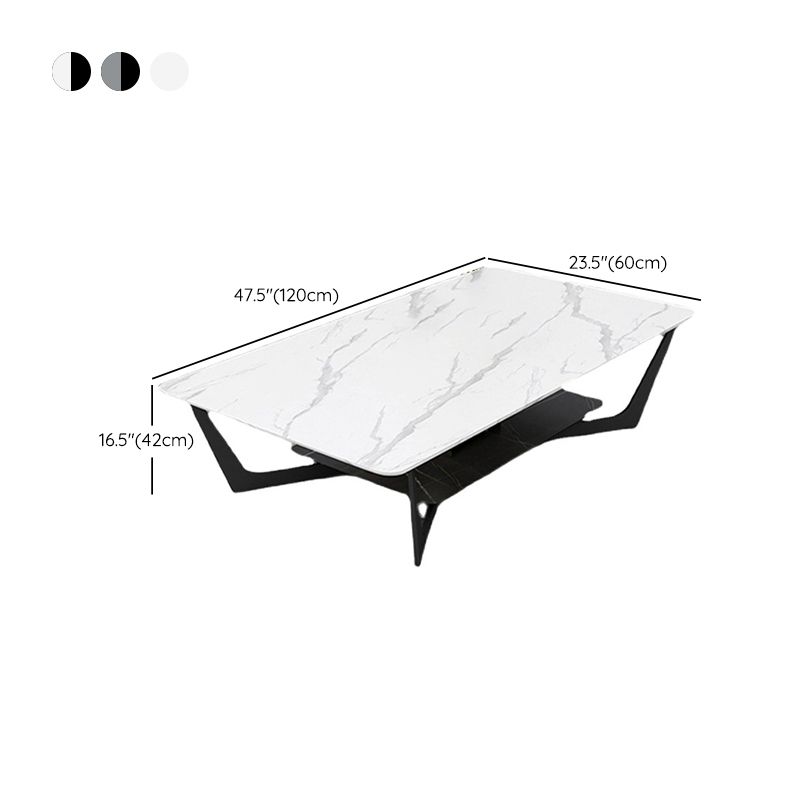 Cross Legs Coffee Table with Shelf Luxurious Metal Cocktail Table