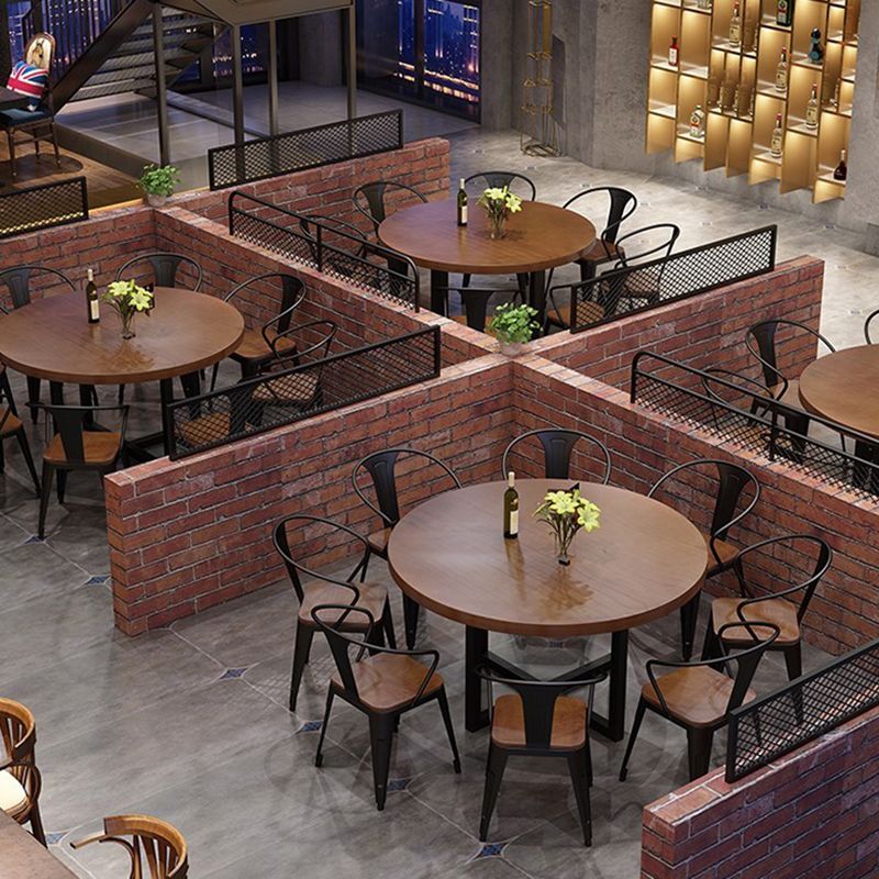 Dark Brown Solid Wood Dining Set 1/3/9 Pieces Dinette Set with Metal Chairs