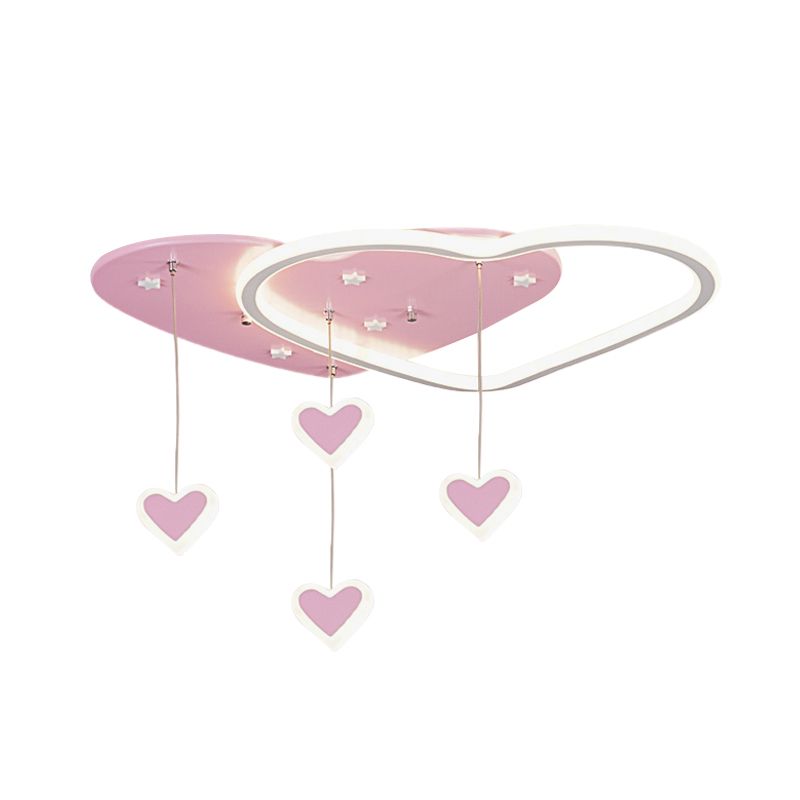 Star/Cloud/Loving Heart LED Ceiling Flush Kids Acrylic Children Bedroom Flush Mount Lamp with Drape in Pink/Blue