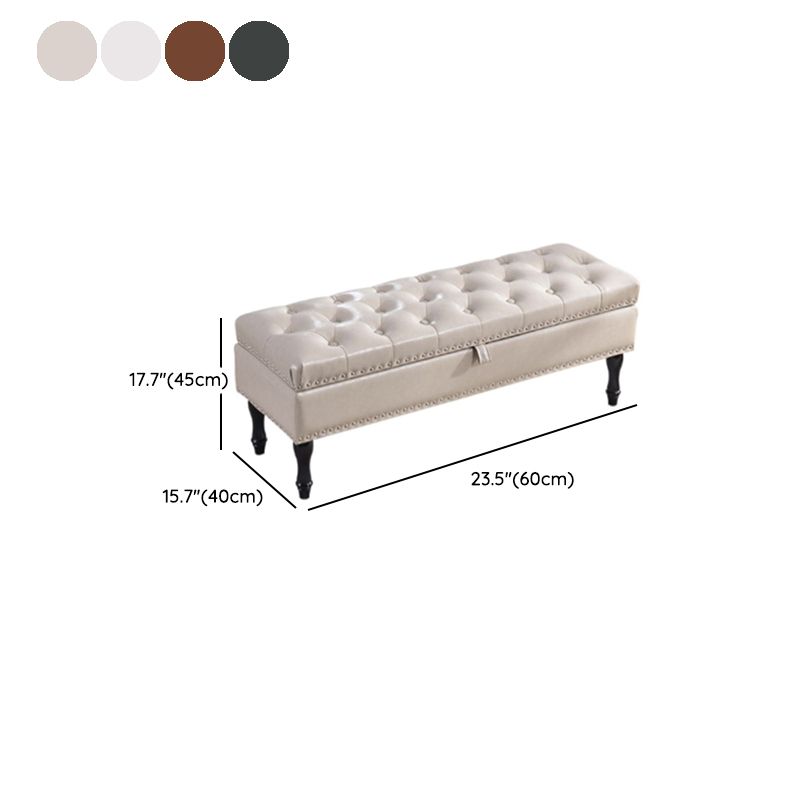 Rectangle Upholstered Bedroom Bench Modern Seating Bench with Wooden Base