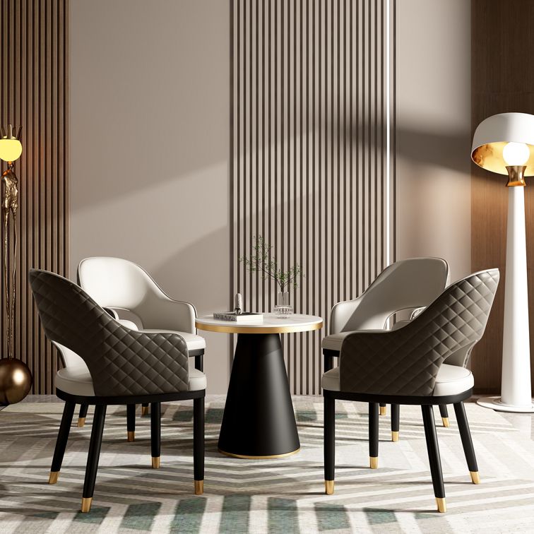 Modern Style Arm Chair Leather Open Back Indoor Dining Chair