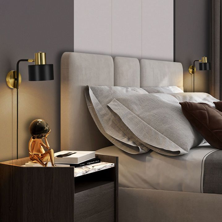 1-Light Black Contemporary Wall Lighting Fixture Metal Adjustable Wall Lighting for Bedroom
