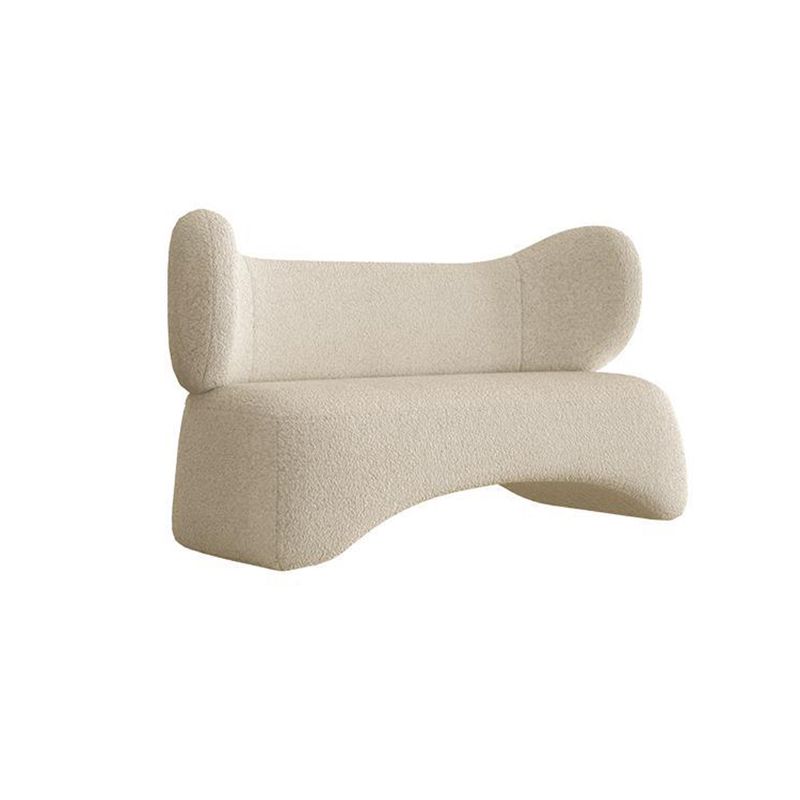Modern Fabric Sofa in White, Tuxedo Arm Standard Sofa for Living Room
