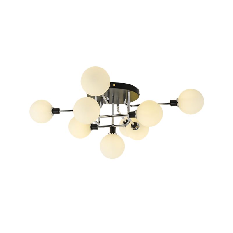 Glass Globe Shade Ceiling Light Contemporary Style Semi Flush Mount Light for Villa Dining Room