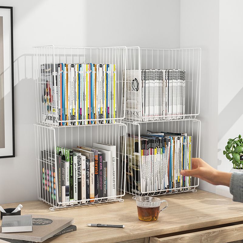 Modern Style Bookshelf Standard Closed Back Metal Bookcase for Home with Wheels