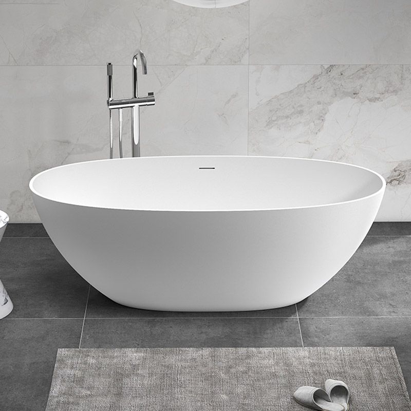 Modern Ellipse Stone Bathtub Freestand Soaking Bathtub with Drain Bath Tub